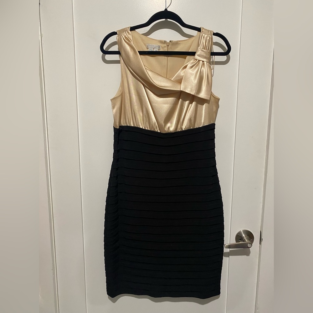 Satin Cream and Black Dress